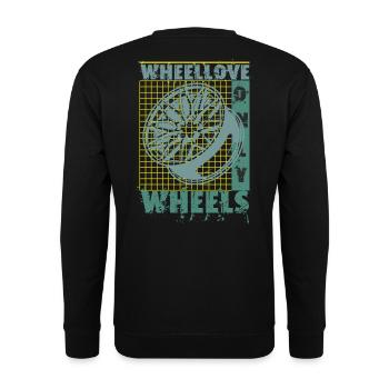 Felge mit Gitter - Unisex Pullover - Schwarz - Hinten - Alina (178cm)
