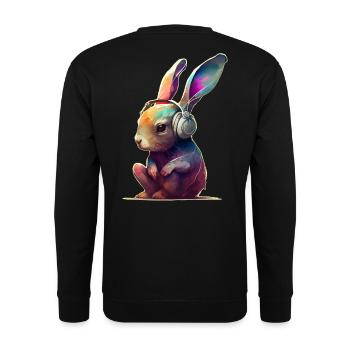 Lapin avec casque DJ - Sweat-shirt Unisexe - noir - Dos - Alina (178cm)