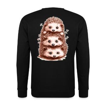 Lustige Igel - Unisex Pullover - Schwarz - Hinten - Michal (187cm)