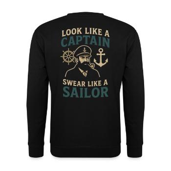 Look like a Captain, Swear like a Sailor saying - Unisex Sweatshirt - black - Back - Alina (178cm)