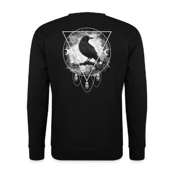 Rabe Krähe Gothic Okkultismus - Unisex Pullover - Schwarz - Hinten - Alina (178cm)