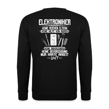 Elektroniker/Elektriker/Harte Arbeit/Geschenk - Unisex Pullover - Schwarz - Hinten - Michal (187cm)