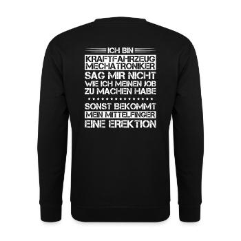 KFZ-Mechatroniker/Kraftfahrzeugmechatroniker/Autos - Unisex Pullover - Schwarz - Hinten - Michal (187cm)