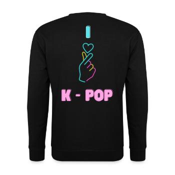 I Love K-Pop - Unisex Pullover - Schwarz - Hinten - Alina (178cm)