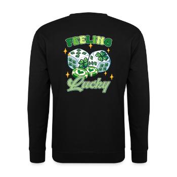 Glücksgefühl am St. Patrick's Day - Unisex Pullover - Schwarz - Hinten - Alina (178cm)
