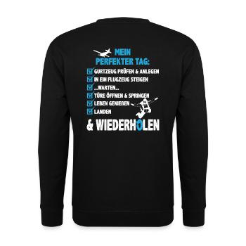Fallschirmspringen/Fallschirmspringer/Fallschirm - Unisex Pullover - Schwarz - Hinten - Michal (187cm)