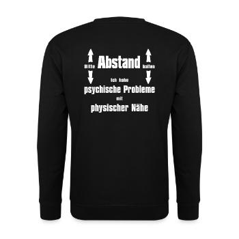 Bitte Abstand halten - Unisex Pullover - Schwarz - Hinten - Alina (178cm)