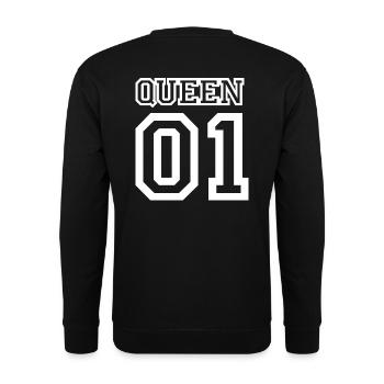 Queen 01, Paar-Liebe, verliebt, Beziehung, liebe - Unisex Pullover - Schwarz - Hinten - Alina (178cm)