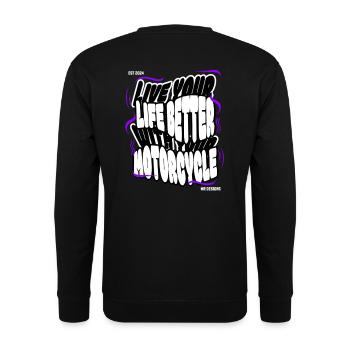 Motorcycle x MR DESIGNS  - Unisex Pullover - Schwarz - Hinten - Alina (178cm)