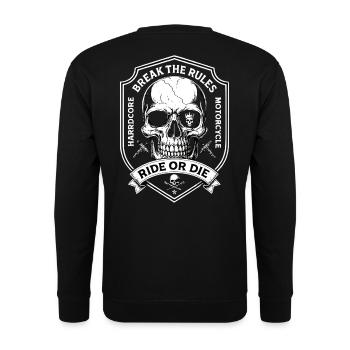 Motorcyclist Biker Chopper Break The Rules - Unisex Sweatshirt - black - Back - Alina (178cm)