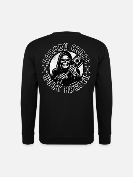 Biker Motorradfahrer Motorrad Chopper Work Harder - Unisex Pullover - Schwarz