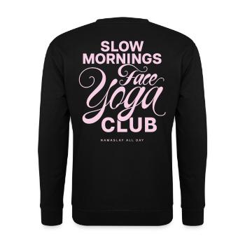 Club de yoga Visage des matins lents - Sweat-shirt Unisexe - noir - Dos - Alina (178cm)