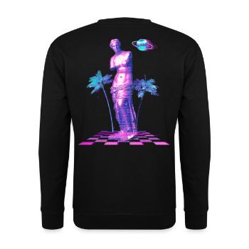 Statue Vaporwave House Techno Trance Festival - Unisex Pullover - Schwarz - Hinten - Michal (187cm)