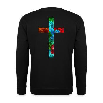 Croiser Jésus Dieu Religion crucifix coloré coloré - Sweat-shirt Unisexe - noir - Dos - Alina (178cm)