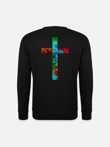 Kreuz Jesus Gott Religion farbenfroh Kruzifix bunt - Unisex Pullover - Schwarz