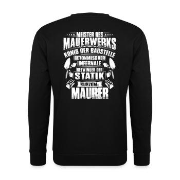 Maurer/Bauarbeiter/Rohbau/Bauberuf/Geschenk - Unisex Pullover - Schwarz - Hinten - Alina (178cm)