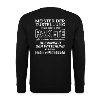 Paketzusteller/Postbote/Paketpostbote/Pakete - Unisex Pullover - Schwarz - Hinten - Alina (178cm)