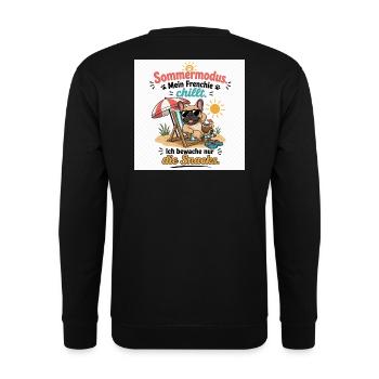 Sommermodus Frenchie Snacks - Unisex Pullover - Schwarz - Hinten - Michal (187cm)