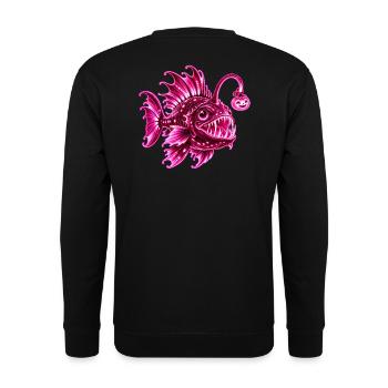 Rosa biolumineszente Laternenfisch - Unisex Pullover - Schwarz - Hinten - Michal (187cm)