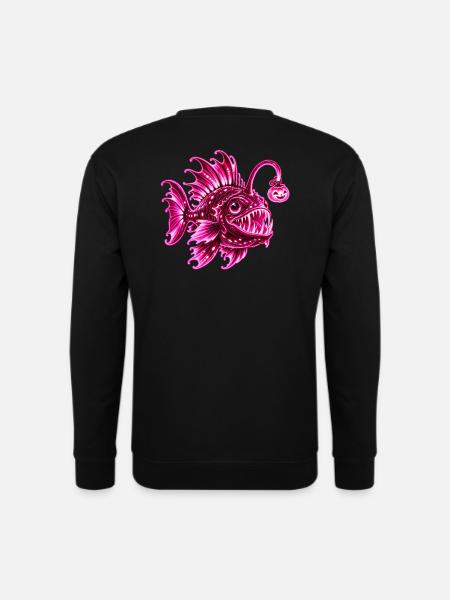 Rosa biolumineszente Laternenfisch - Unisex Pullover - Schwarz
