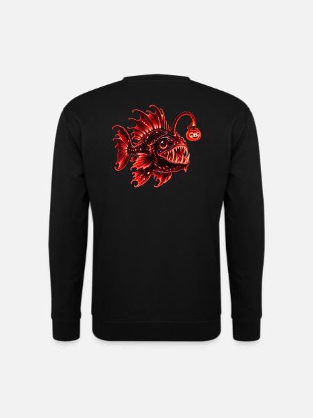 Roter biolumineszenter Laternenfisch - Unisex Pullover - Schwarz