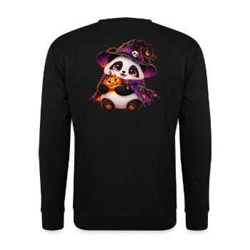 Pand'halloween süßer Panda - Unisex Pullover - Schwarz - Hinten - Michal (187cm)