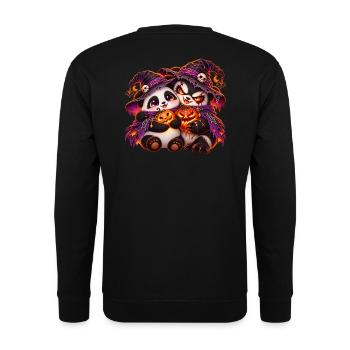Pand'Halloween Panda-Kuschung (Yin-Yang) - Unisex Pullover - Schwarz - Hinten - Michal (187cm)