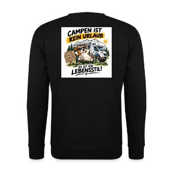 Campingleben Hund Im Wohnmobil - Unisex Pullover - Schwarz - Hinten - Michal (187cm)