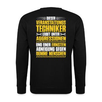 Veranstaltungstechniker Event Technician - Unisex Pullover - Schwarz - Hinten - Alina (178cm)