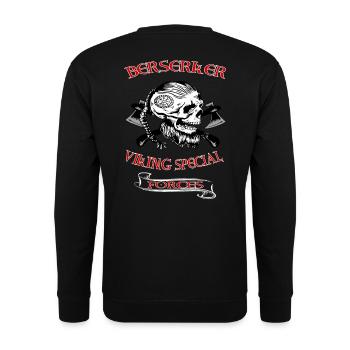 Wikinger Skull Totenkopf Axt Walhalla - Unisex Pullover - Schwarz - Hinten - Alina (178cm)