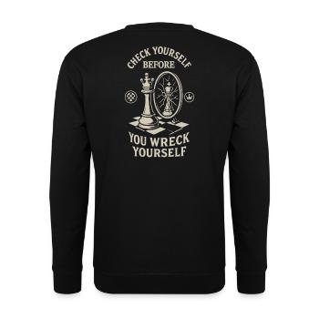 joueur d’échecs vérifiez-vous drôle de dire - Sweat-shirt Unisexe - noir - Dos - Alina (178cm)