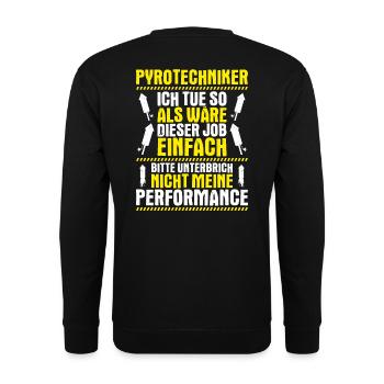 Pyrotechniker Feuerwerk Pyrotechnik Pyrotechnician - Unisex Pullover - Schwarz - Hinten - Michal (187cm)