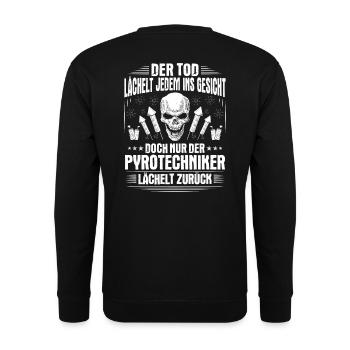 Pyrotechniker Feuerwerk Pyrotechnik Pyrotechnician - Unisex Pullover - Schwarz - Hinten - Michal (187cm)