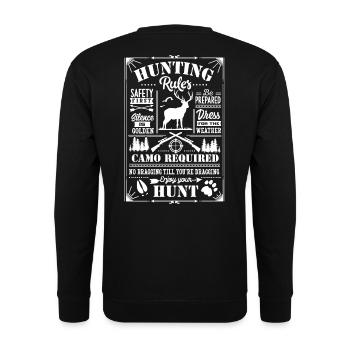 Hunting rules white - Unisex Pullover - Schwarz - Hinten - Alina (178cm)