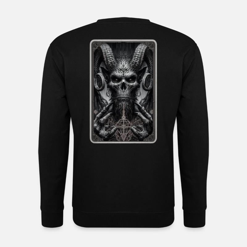 Dämon mit Hörnern und Pentagramm - Unisex Pullover - Schwarz