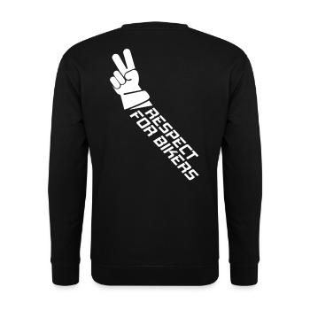 Respect for Bikers - Bikergruß für Motorradfahrer - Unisex Pullover - Schwarz - Hinten - Alina (178cm)