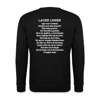 Fachkraft für Lagerlogistik/Lagerarbeiter/Lager - Unisex Pullover - Schwarz - Hinten - Alina (178cm)
