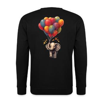 Eléphant avec ballons - Sweat-shirt Unisexe - noir - Dos - Alina (178cm)