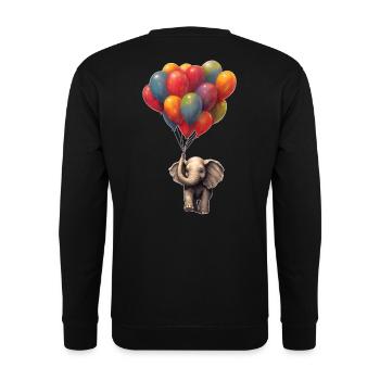 Elephant with balloon - Unisex Sweatshirt - black - Back - Alina (178cm)