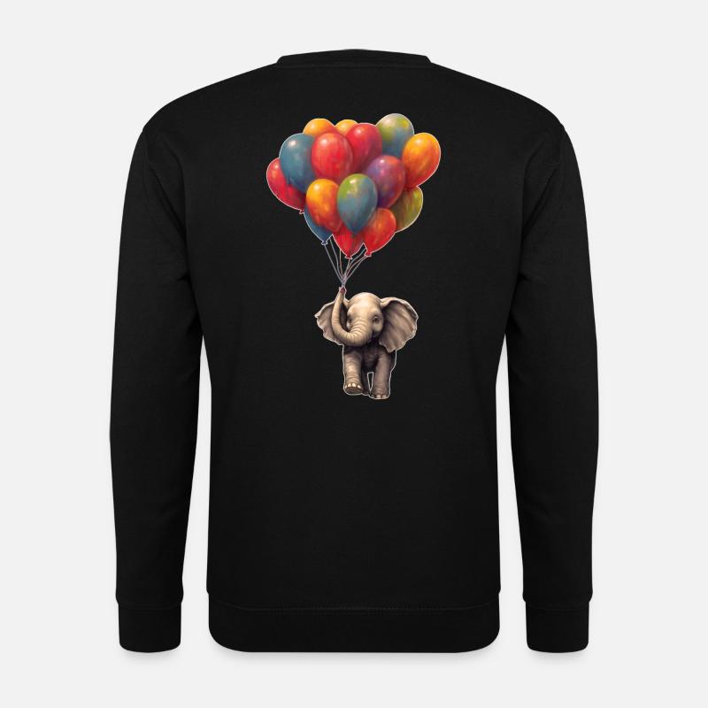 Elefant mit Luftballon - Unisex Pullover - Schwarz