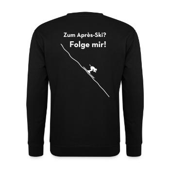 Zum Apres Ski Folge Mir Lustiger Ski Spruch - Unisex Pullover - Schwarz - Hinten - Alina (178cm)