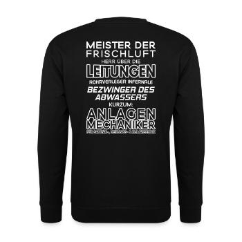 Anlagenmechaniker/Sanitärtechnik/Heizungstechnik - Unisex Pullover - Schwarz - Hinten - Michal (187cm)