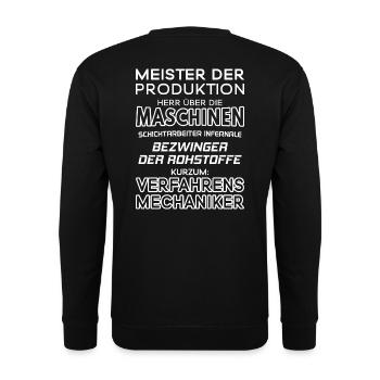 Verfahrensmechaniker / Verfahrensmechanikerin - Unisex Pullover - Schwarz - Hinten - Michal (187cm)