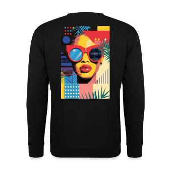 Portrait de femme colorée - Sweat-shirt Unisexe - noir - Dos - Alina (178cm)