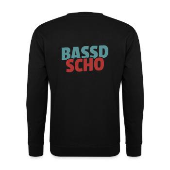 Bassd scho - Franken fränkisch fränggisch Geschenk - Unisex Pullover - Schwarz - Hinten - Alina (178cm)