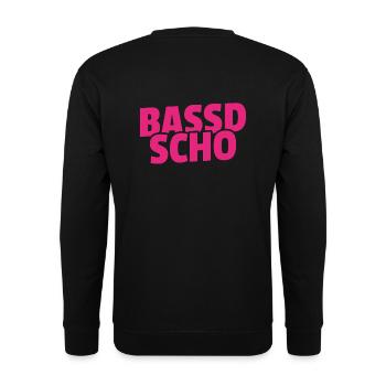Bassd scho - Franken fränkisch fränggisch Geschenk - Unisex Pullover - Schwarz - Hinten - Alina (178cm)