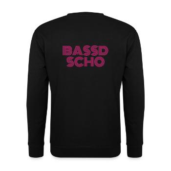 Bassd scho - Franken fränkisch fränggisch Geschenk - Unisex Pullover - Schwarz - Hinten - Alina (178cm)