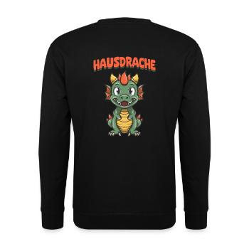 Hausdrache. Stark, Mutig und Unbesiegbar. Drache - Unisex Pullover - Schwarz - Hinten - Alina (178cm)