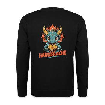 Hausdrache. Stark, Mutig und Unbesiegbar. Drache - Unisex Pullover - Schwarz - Hinten - Alina (178cm)