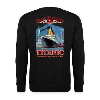 TITANIC NY Kreation Louis RUNEMBERG © Adagp - Unisex Pullover - Schwarz - Hinten - Alina (178cm)